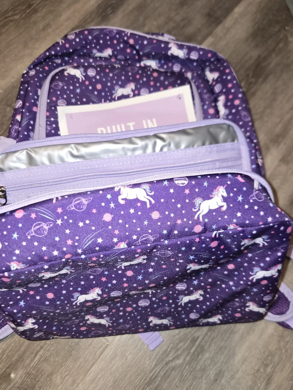 Bentgo Kids Purple Unicorn Backpack with Built-In Lunch Bag